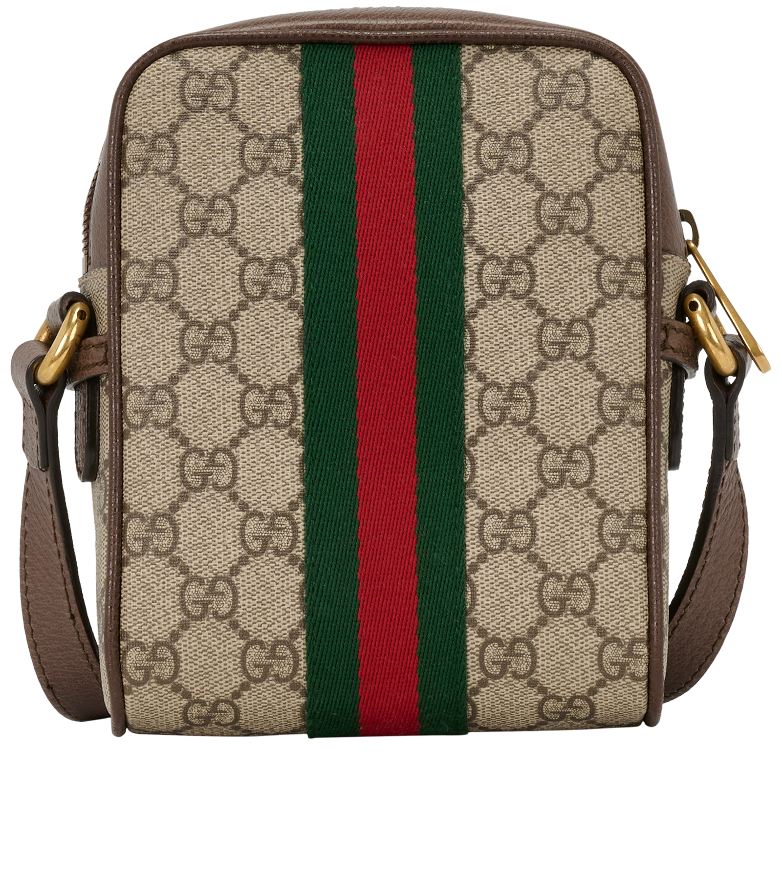 Ophidia Messenger Bag, &pound;595, Handbags, Beige/Brown, Canvas/Leather, Back view